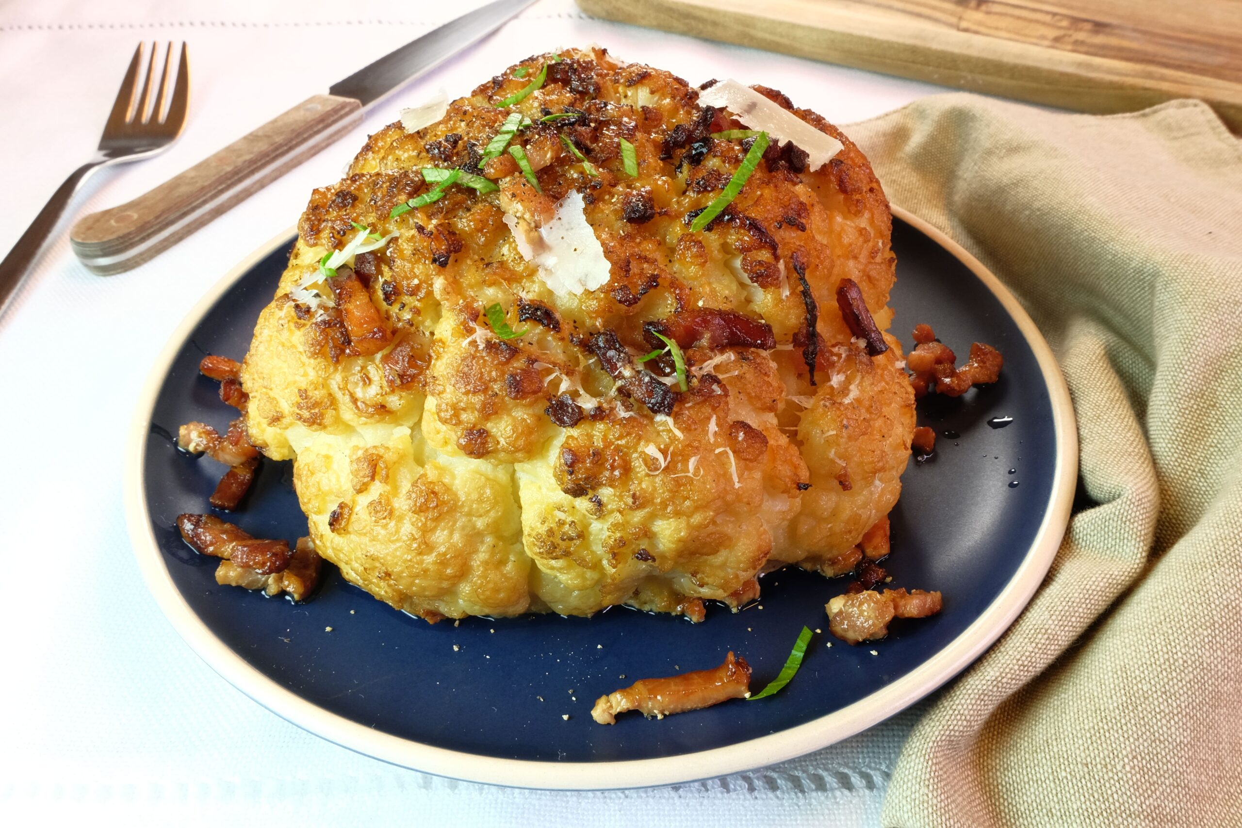 Chou-fleur rôti aux lardons